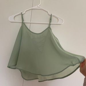 Mine Mint Green Hi-Low Mesh Spaghetti Strap Crop Top Size M 🌷🌺🌷